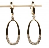 14K YELLOW GOLD DIAMOND OVAL DROP EARRINGS