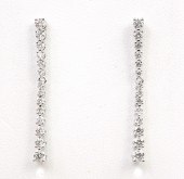 14K WHITE GOLD DIAMOND DROP DANGLE EARRINGS