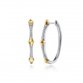 14K YELLOW AND WHITE GOLD .22CTW DIAMOND HOOP EARRINGS WITH KITE DESIGN