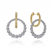 14K WHITE AND YELLOW GOLD CIRCLE BUJUKAN HUGGIE EARRINGS