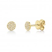 14K YELLOW GOLD DIAMOND PAVE CIRCLE STUD EARRINGS