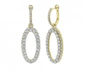 14K YELLOW GOLD DIAMOND OVAL DANGLE EARRINGS 3.00CTW