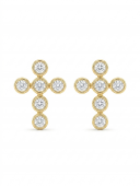 14K YELLOW GOLD DIAMOND CROSS EARRINGS