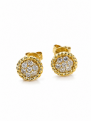 14K YELLOW GOLD DIAMOND CLUSTER EARRINGS