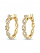 14K YELLOW GOLD DIAMOND TWIST HOOP EARRINGS