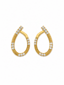 14K YELLOW GOLD DIAMOND HOOP EARRINGS