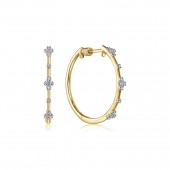 14K YELLOW GOLD DIAMOND CLASSIC HOOP EARRINGS