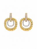 14K TWO TONE DIAMOND DOOR KNOCKER EARRINGS