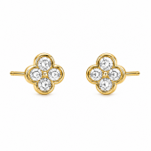 14K YELLOW GOLD DIAMOND CLOVER STUD EARRINGS