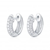 14K White Gold 0.72 ctw Diamond Hoop Earrings