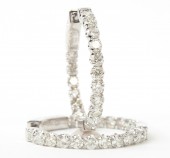 14K WHITE GOLD DIAMOND HOOP EARRINGS (1.96CTW)