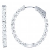 14K WHITE GOLD DIAMOND HOOP EARRINGS (.93ctw)