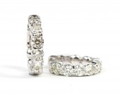 14K WHITE GOLD 2.01CTW HINGED LOCKING BACK HOOP EARRINGS