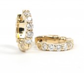14K YELLOW GOLD .52CTW HUGGIE HINGED LOCKING BACK HOOP EARRINGS