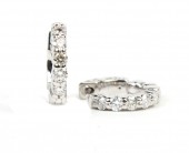 14K WHITE GOLD .50CTW HUGGIE HINGED LOCKING BACK HOOP EARRINGS