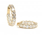14K YELLOW GOLD INSIDE OUT ROUND DIAMOND HOOP EARRINGS