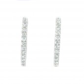 14K WHITE GOLD DIAMOND HOOP EARRINGS