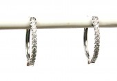 14K WHITE GOLD DIAMOND HOOP EARRINGS