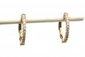 14K YELLOW GOLD DIAMOND HOOP EARRINGS