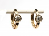 14K YELLOW GOLD DIAMOND HOOP EARRINGS