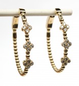 14K YELLOW GOLD DIAMOND FANCY LOOP EARRINGS