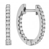 18K WHITE GOLD DIAMOND INSIDE/OUT LOOP EARRINGS