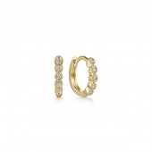 14K YELLOW GOLD DIAMOND BEZEL SET HUGGIE EARRINGS