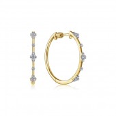14K YELLOW GOLD 20MM DIAMOND HOOP EARRINGS