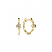 14K YELLOW GOLD BUJUKAN HUGGIE DIAMOND EARRINGS
