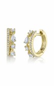 14K YELLOW GOLD DIAMOND DOUBLE HOOP HUGGIE EARRINGS