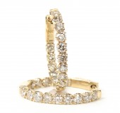 14K YELLOW GOLD DIAMOND OVAL INSIDE OUT EARRINGS
