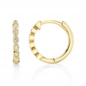 14K YELLOW GOLD DIAMOND HUGGIE EARRINGS