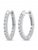 14K WHITE GOLD DIAMOND IN OUT HOOP EARRINGS
