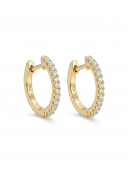 14K YELLOW GOLD DIAMOND HUGGIE EARRINGS