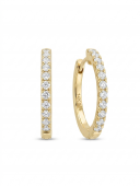 14K YELLOW GOLD DIAMOND HUGGIE EARRINGS