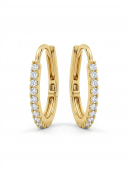 14K YELLOW GOLD DIAMOND OVAL HOOP EARRINGS