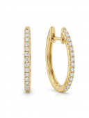14K YELLOW GOLD DIAMOND OVAL HOOP EARRINGS