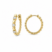 14K YELLOW GOLD DIAMOND HOOP EARRINGS