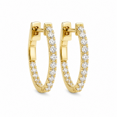 14K YELLOW GOLD DIAMOND HOOP EARRINGS