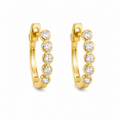 14K YELLOW GOLD DIAMOND HOOP EARRINGS