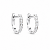 14K WHITE GOLD DIAMOND HOOP EARRINGS