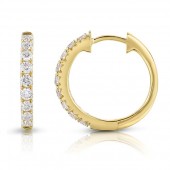 14K YELLOW GOLD DIAMOND HOOP EARRINGS
