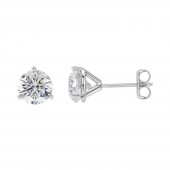 14K WHITE GOLD LAB GROWN DIAMOND THREE PRONG STUD EARRINGS 1.54ctw
