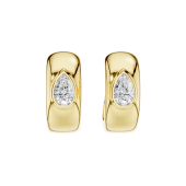 LAB GROWN 14K YELLOW GOLD PEAR HUGGIE EARRINGS