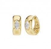 LAB GROWN 14K YELLOW GOLD MARQUISE HUGGIE EARRINGS