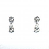 14K WHITE GOLD LAB GROWN PEAR DROP EARRINGS 1.72ctw
