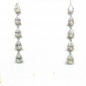 14K WHITE GOLD LAB GROWN GRADUATING PEAR DANGLE EARRINGS