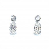 14K WHITE GOLD LAB GROWN ROUND MOVAL DROP EARRINGS 4.72CTW