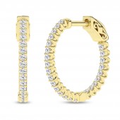 14K YELLOW GOLD .50CTW INSIDE OUTSIDE HOOP EARRINGS