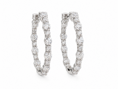 14K WHITE GOLD LAB GROWN DIAMOND OVAL IN OUT LOOP EARRINGS